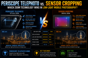 Read more about the article Periscope Telephoto vs. Sensor Cropping: Which Zoom Technology Wins in Low-Light Mobile Photography?