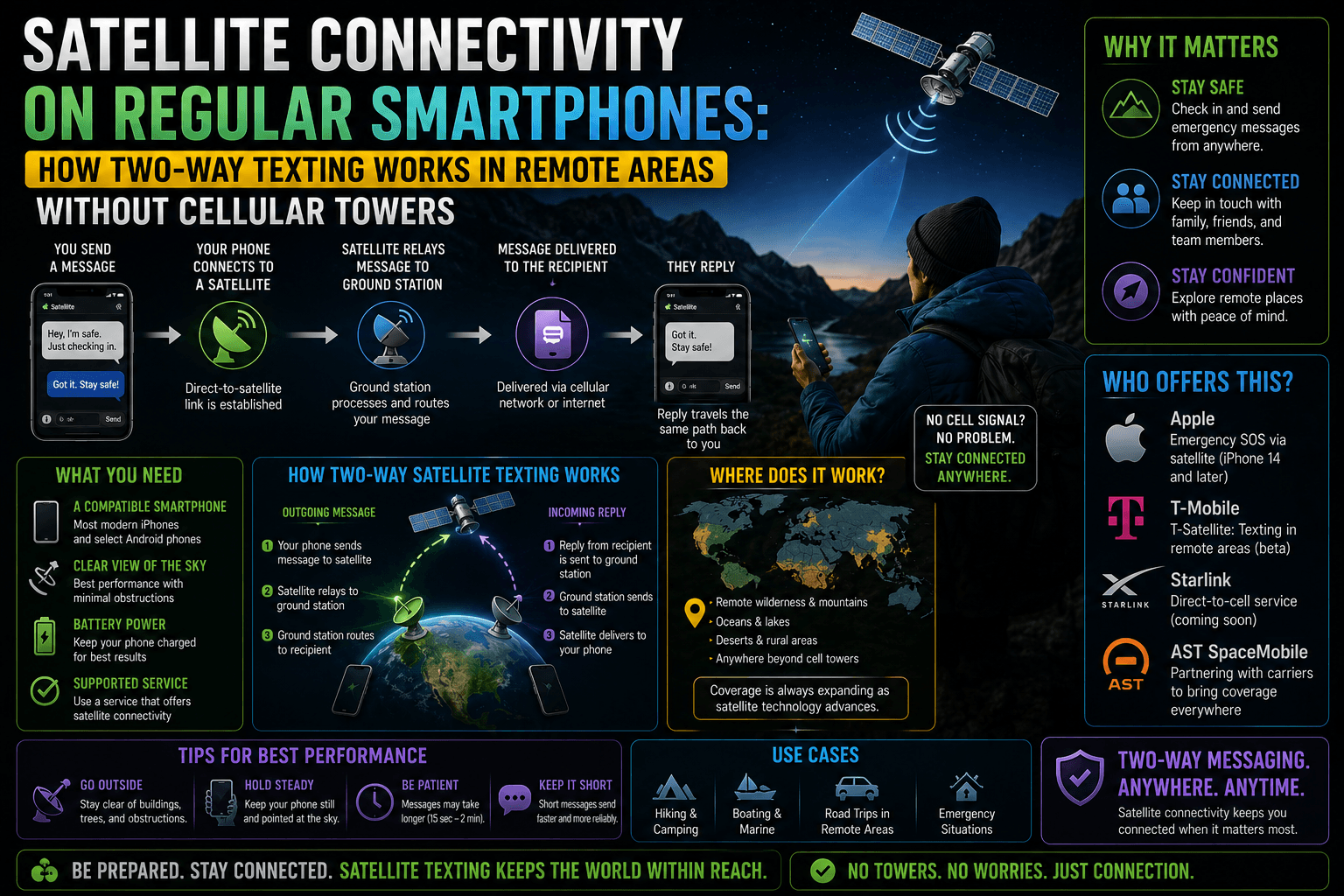 You are currently viewing Satellite Connectivity on Regular Smartphones: How Two-Way Texting Works in Remote Areas Without Cellular Towers