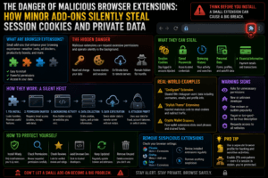 Read more about the article The Danger of Malicious Browser Extensions: How Minor Add-ons Silently Steal Session Cookies and Private Data.