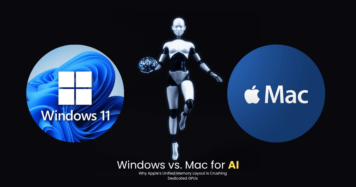 Read more about the article Windows vs. Mac for AI: Why Apple’s Unified Memory Layout is Crushing Dedicated GPUs